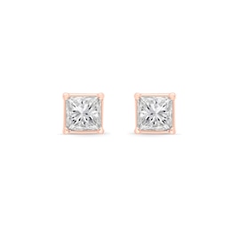 1.00 CT. T.W. Princess-Cut Canadian Certified Diamond Solitaire Stud Earrings in 14K Rose Gold (I/I2)