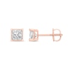 Thumbnail Image 2 of 1.00 CT. T.W. Princess-Cut Canadian Certified Diamond Solitaire Stud Earrings in 14K Rose Gold (I/I2)