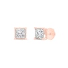 Thumbnail Image 3 of 1.00 CT. T.W. Princess-Cut Canadian Certified Diamond Solitaire Stud Earrings in 14K Rose Gold (I/I2)