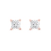 Thumbnail Image 1 of 2.00 CT. T.W. Princess-Cut Canadian Certified Diamond Solitaire Stud Earrings in 18K Rose Gold (I/SI2)