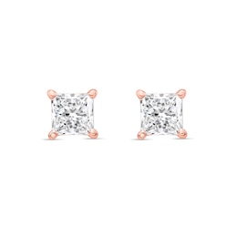 2.00 CT. T.W. Princess-Cut Canadian Certified Diamond Solitaire Stud Earrings in 18K Rose Gold (I/SI2)