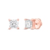 Thumbnail Image 2 of 2.00 CT. T.W. Princess-Cut Canadian Certified Diamond Solitaire Stud Earrings in 18K Rose Gold (I/SI2)
