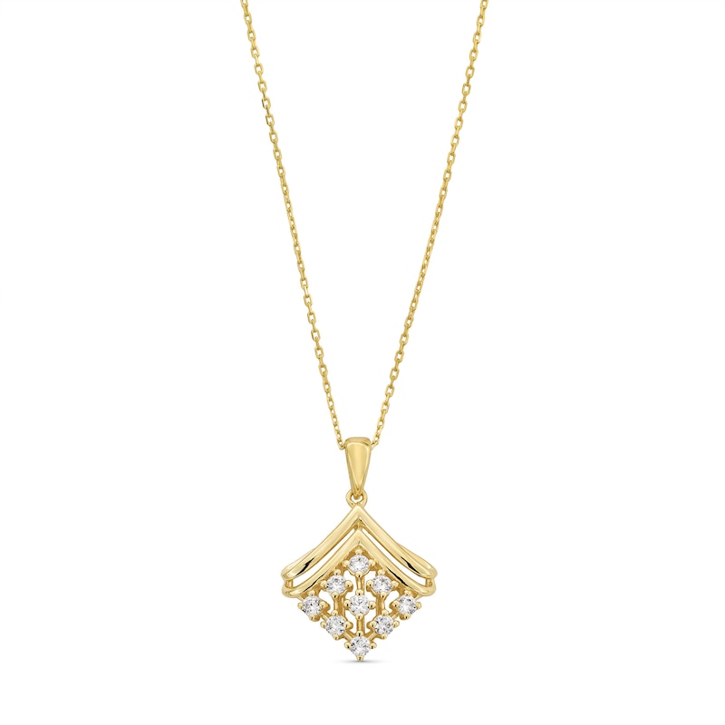 Main Image 1 of 0.30 CT. T.W. Certified Lab-Grown Diamond Motif Drop Pendant in 18K Gold (F/SI2)