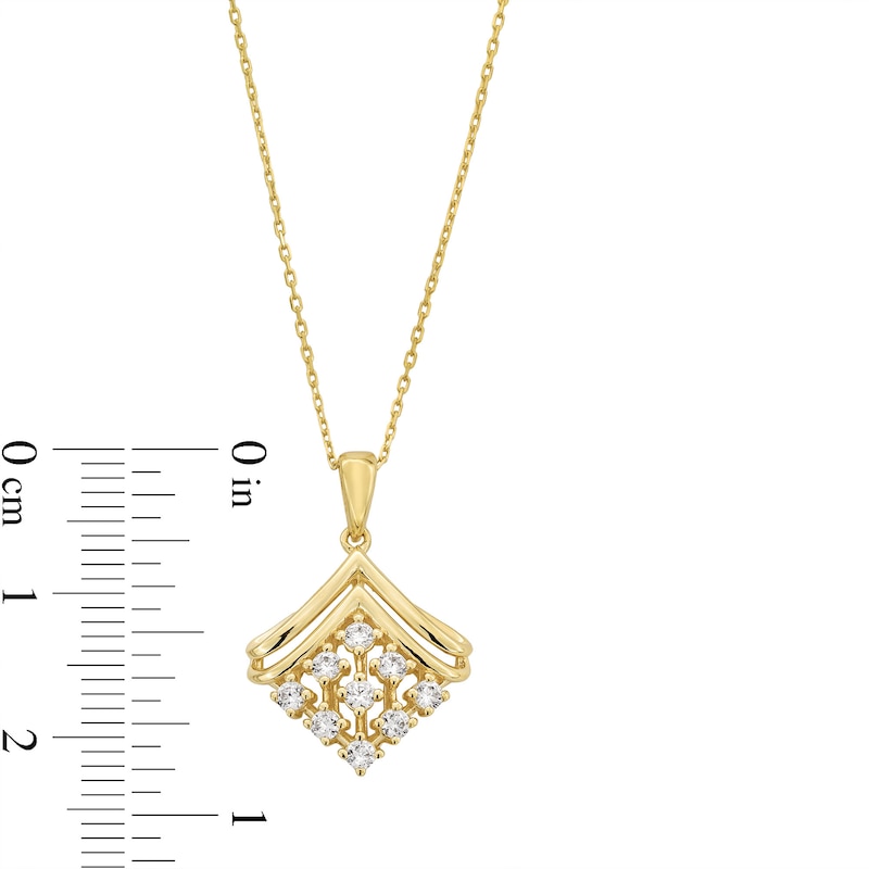 Main Image 4 of 0.30 CT. T.W. Certified Lab-Grown Diamond Motif Drop Pendant in 18K Gold (F/SI2)