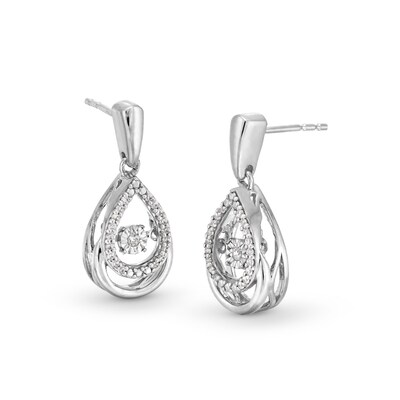 Unstoppable Love™ 0.10 CT. T.W. Diamond Double Teardrop Earrings in Sterling Silver