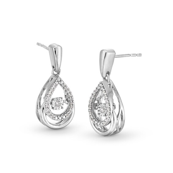 Unstoppable Love™ 0.10 CT. T.W. Diamond Double Teardrop Earrings in Sterling Silver