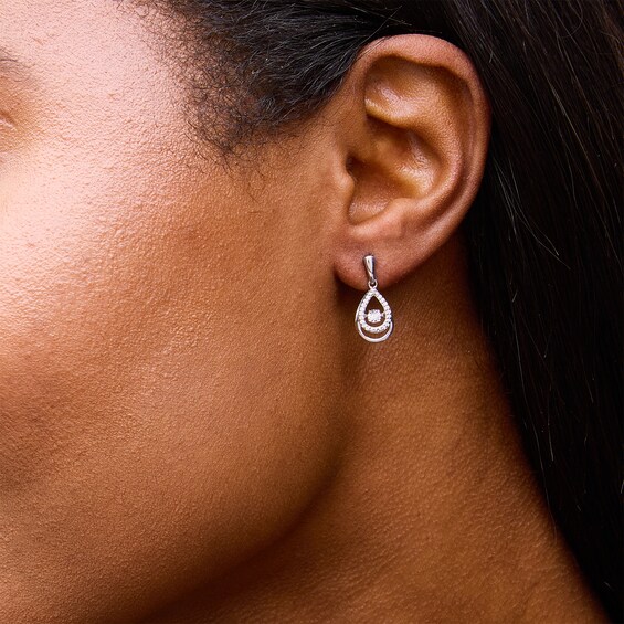 Unstoppable Love™ 0.10 CT. T.W. Diamond Double Teardrop Earrings in Sterling Silver