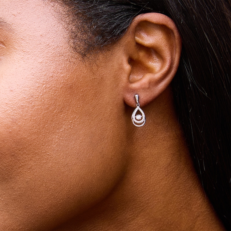 Main Image 2 of Unstoppable Love™ 0.10 CT. T.W. Diamond Double Teardrop Earrings in Sterling Silver
