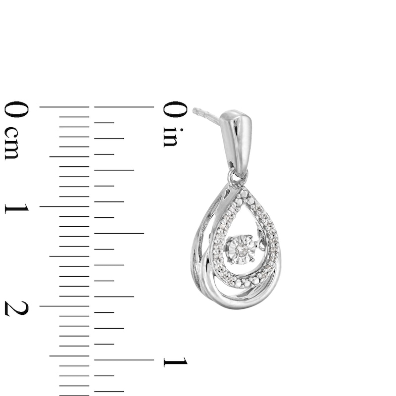 Main Image 3 of Unstoppable Love™ 0.10 CT. T.W. Diamond Double Teardrop Earrings in Sterling Silver