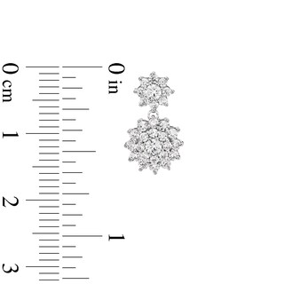 1.00 CT. T.W. Certified Lab-Created Multi-Diamond Double Sunburst Drop Earrings in 10K White Gold (F/SI2)