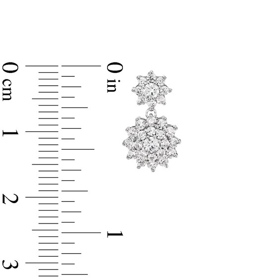 1.00 CT. T.W. Certified Lab-Created Multi-Diamond Double Sunburst Drop Earrings in 10K White Gold (F/SI2)