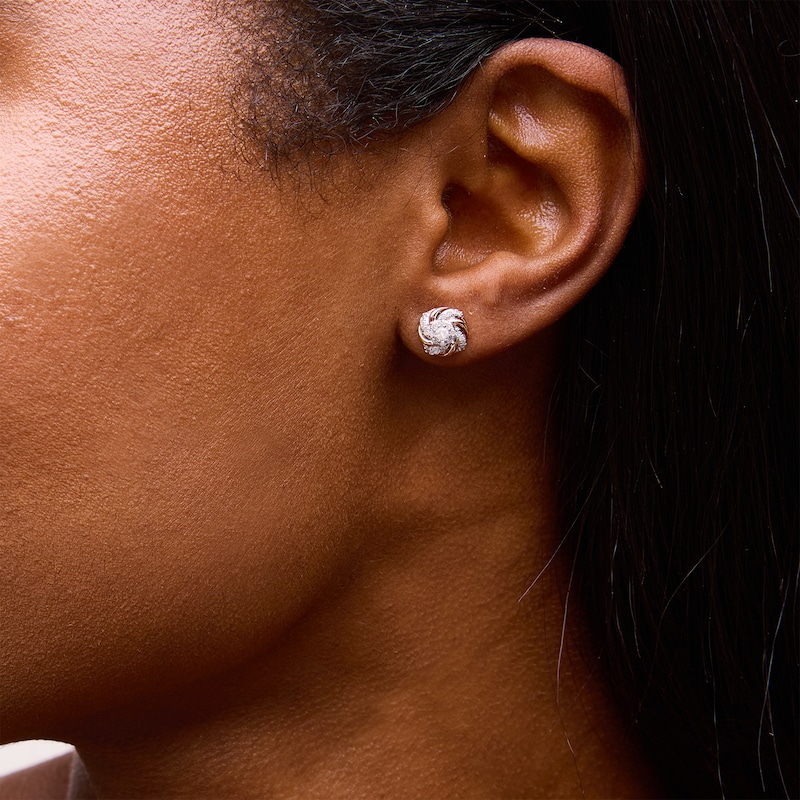 Main Image 2 of 0.25 CT. T.W. Multi-Diamond Swirl Frame Stud Earrings in 10K Rose Gold