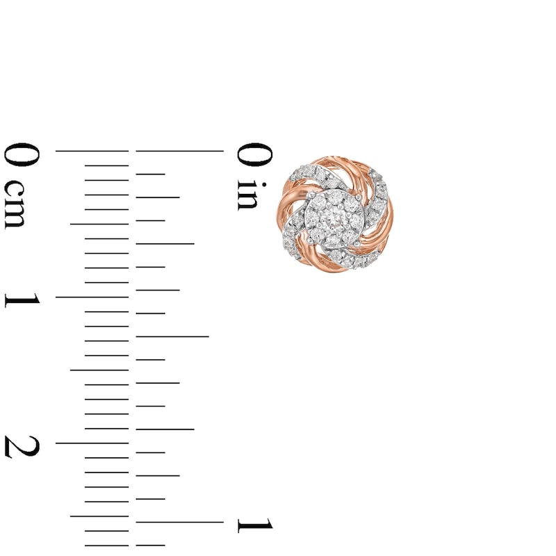 Main Image 3 of 0.25 CT. T.W. Multi-Diamond Swirl Frame Stud Earrings in 10K Rose Gold