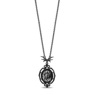 Disney Treasures The Nightmare Before Christmas Black Quartz, Onyx and Black Diamond Drop Necklace in Sterling Silver