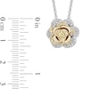 Thumbnail Image 3 of Enchanted Disney Belle Yellow Sapphire and 0.23 CT. T.W. Diamond Rose Necklace in Sterling Silver and 10K Gold - 19”