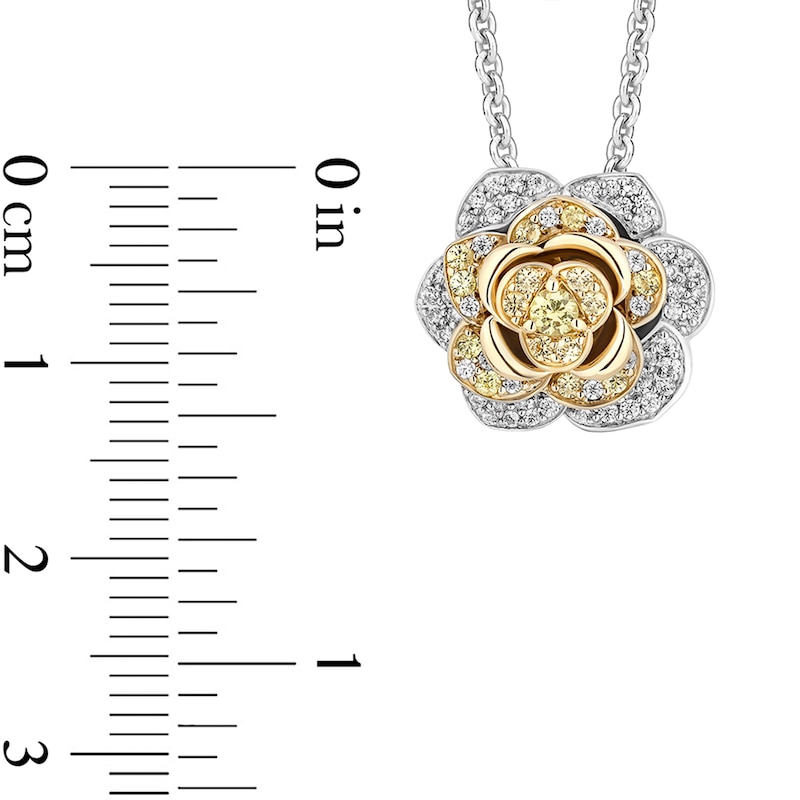 Main Image 3 of Enchanted Disney Belle Yellow Sapphire and 0.23 CT. T.W. Diamond Rose Necklace in Sterling Silver and 10K Gold - 19”