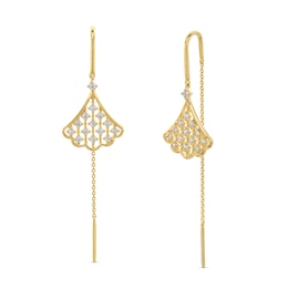 0.50 CT. T.W. Certified Lab-Grown Diamond Scalloped Fan Threader Drop Earrings in 18K Gold (F/SI2)