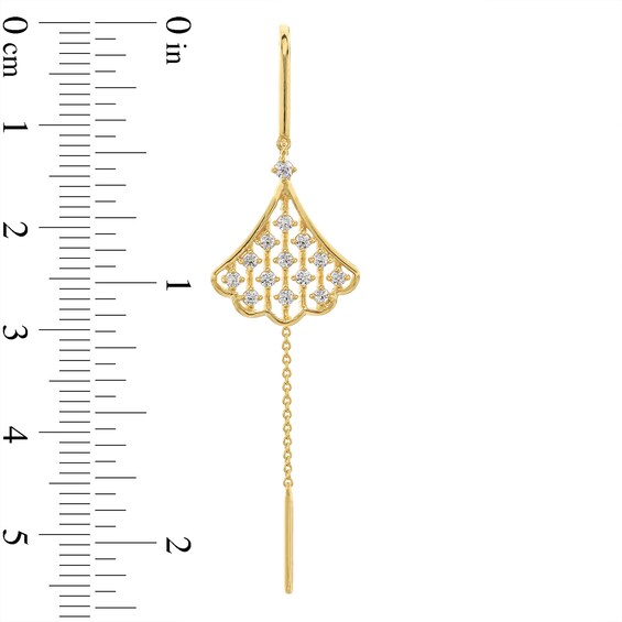 0.50 CT. T.W. Certified Lab-Created Diamond Scalloped Fan Threader Drop Earrings in 18K Gold (F/SI2)