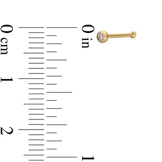 Cubic Zirconia Solitaire Bezel-Set Nose Stud in Solid 14K Gold - 20G