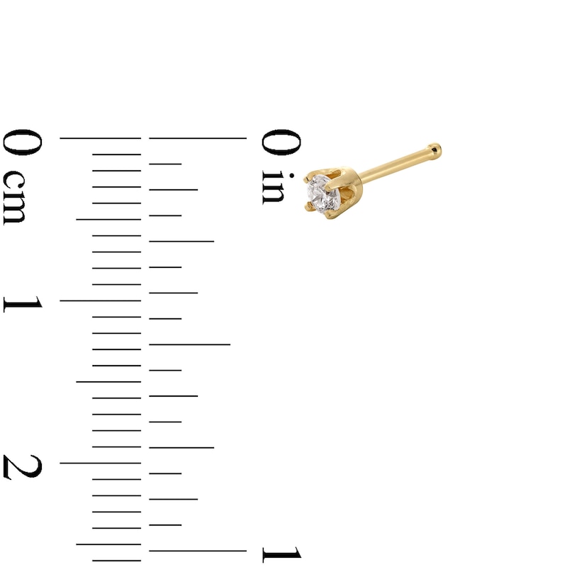 Main Image 2 of 0.05 CT. Diamond Solitaire Nose Stud in Semi-Solid 14K Gold (I/I2) - 22G