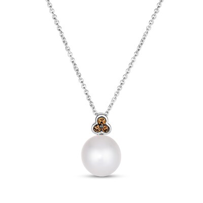 Le Vian® Freshwater Cultured Vanilla Pearl™ and 0.13 CT. T.W. Diamond Tri-Top Pendant in 14K Vanilla Gold®