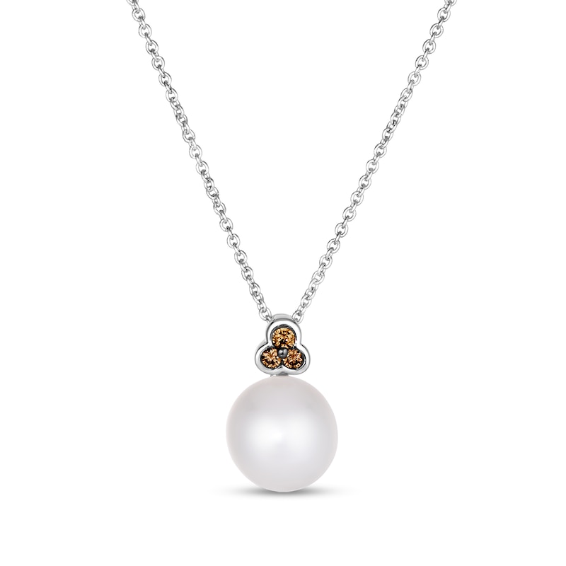 Le Vian® Freshwater Cultured Vanilla Pearl™ and 0.13 CT. T.W. Diamond Tri-Top Pendant in 14K Vanilla Gold®
