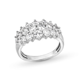 2.00 CT. T.W. Certified Lab-Grown Diamond Graduated Cluster Ring in 10K White Gold (F/SI2)