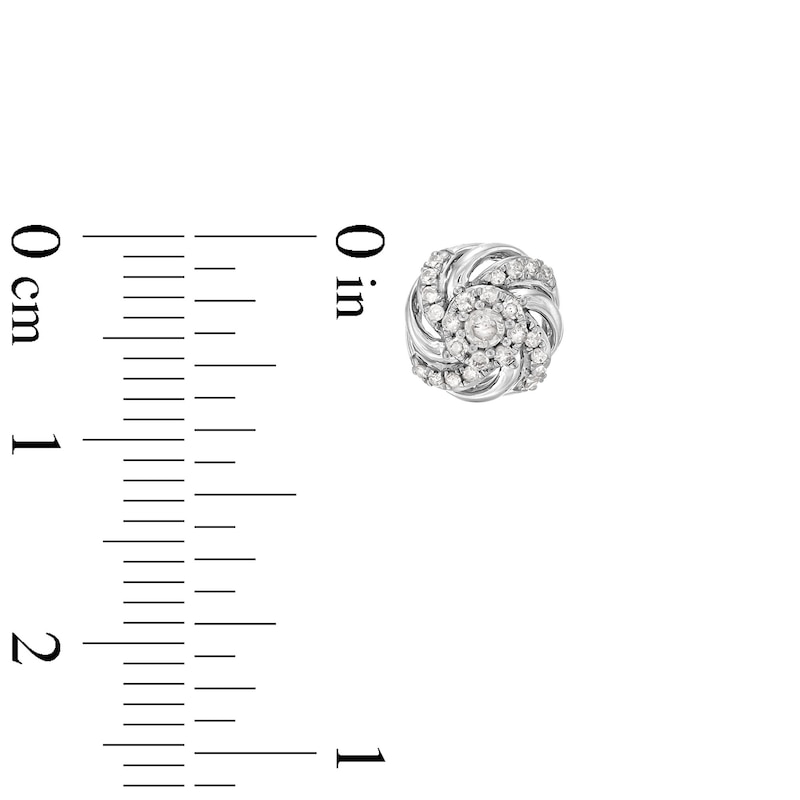Main Image 3 of 0.25 CT. T.W. Multi-Diamond Swirl Frame Stud Earrings in 10K White Gold