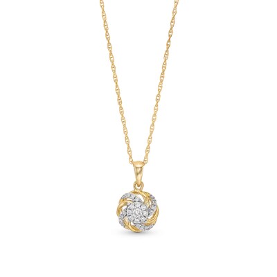 0.15 CT. T.W. Multi-Diamond Swirl Frame Pendant in 10K Gold