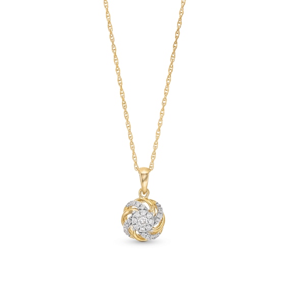 0.15 CT. T.W. Multi-Diamond Swirl Frame Pendant in 10K Gold