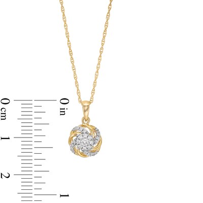 0.15 CT. T.W. Multi-Diamond Swirl Frame Pendant in 10K Gold