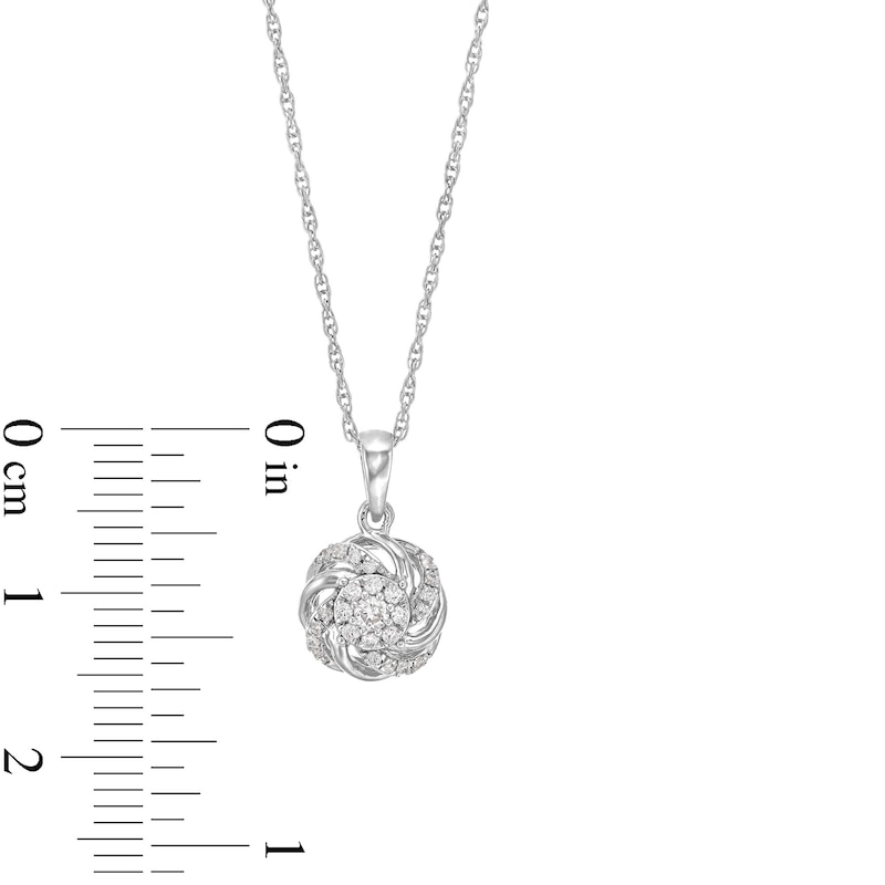 Main Image 3 of 0.15 CT. T.W. Multi-Diamond Swirl Frame Pendant in 10K White Gold