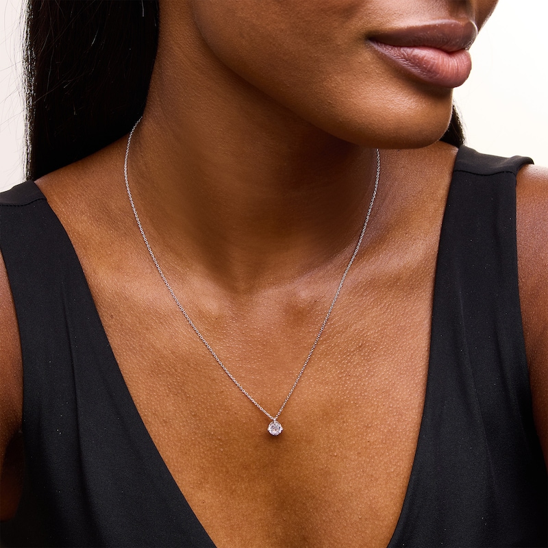 Main Image 2 of 1.00 CT. Certified Lab-Grown Diamond Solitaire Pendant in 14K White Gold (F/SI2) - 19"