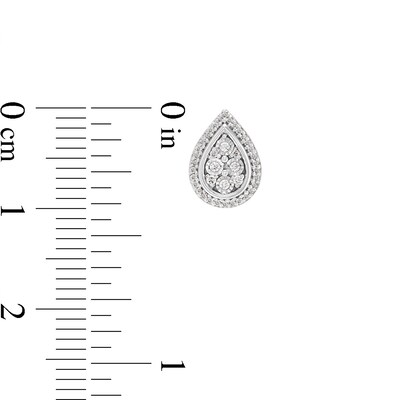 0.15 CT. T.W. Pear-Shaped Multi-Diamond Frame Stud Earrings in Sterling Silver