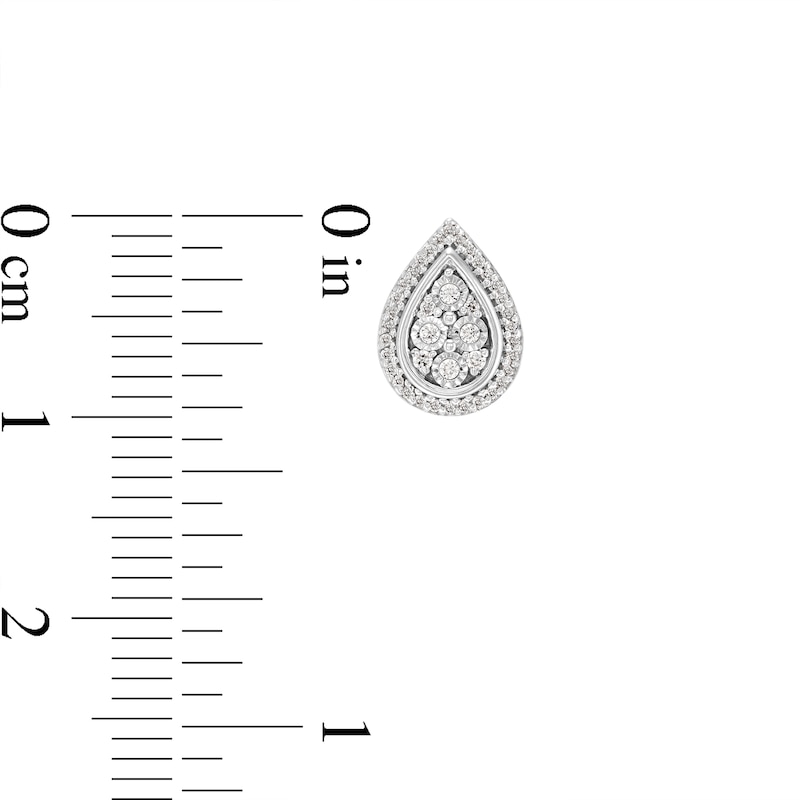 Main Image 3 of 0.15 CT. T.W. Pear-Shaped Multi-Diamond Frame Stud Earrings in Sterling Silver
