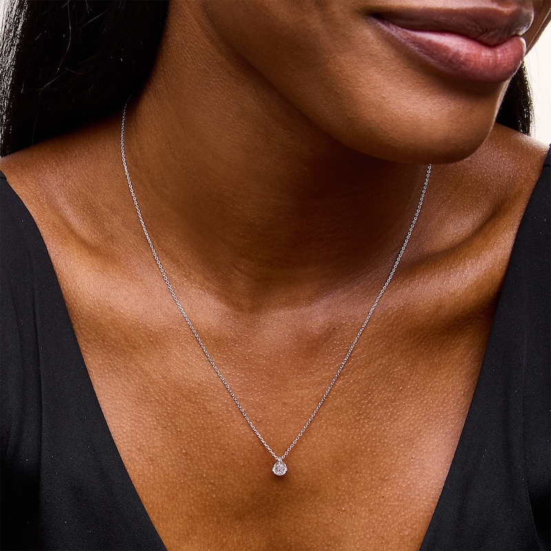 Main Image 2 of 0.50 CT. Certified Lab-Grown Diamond Solitaire Pendant in 14K White Gold (F/SI2) - 19"