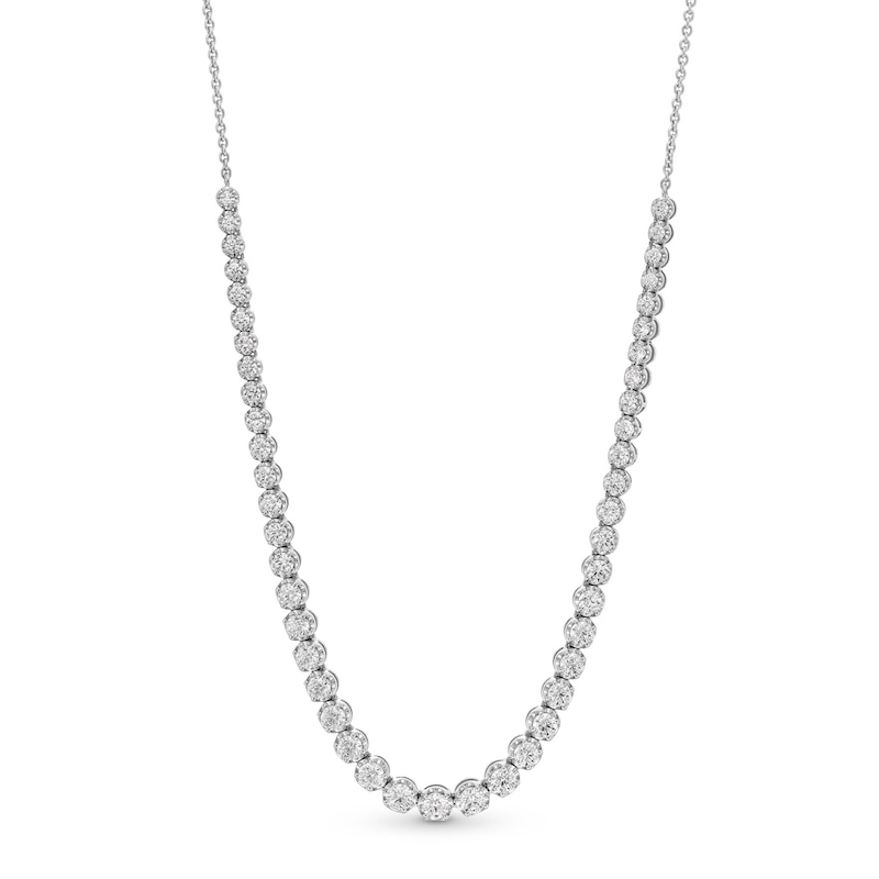 Main Image 1 of 3.00 CT. T.W. Certified Lab-Grown Diamond Graduated Line Necklace in Sterling Silver (F/SI2)