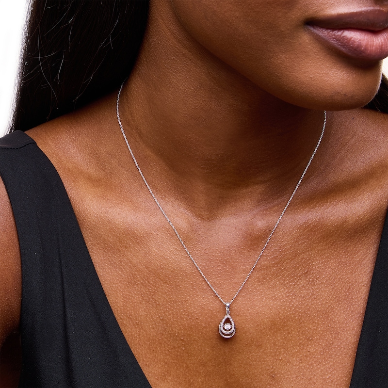 Main Image 2 of Unstoppable Love™ 0.05 CT. T.W. Diamond Double Teardrop Pendant in Sterling Silver