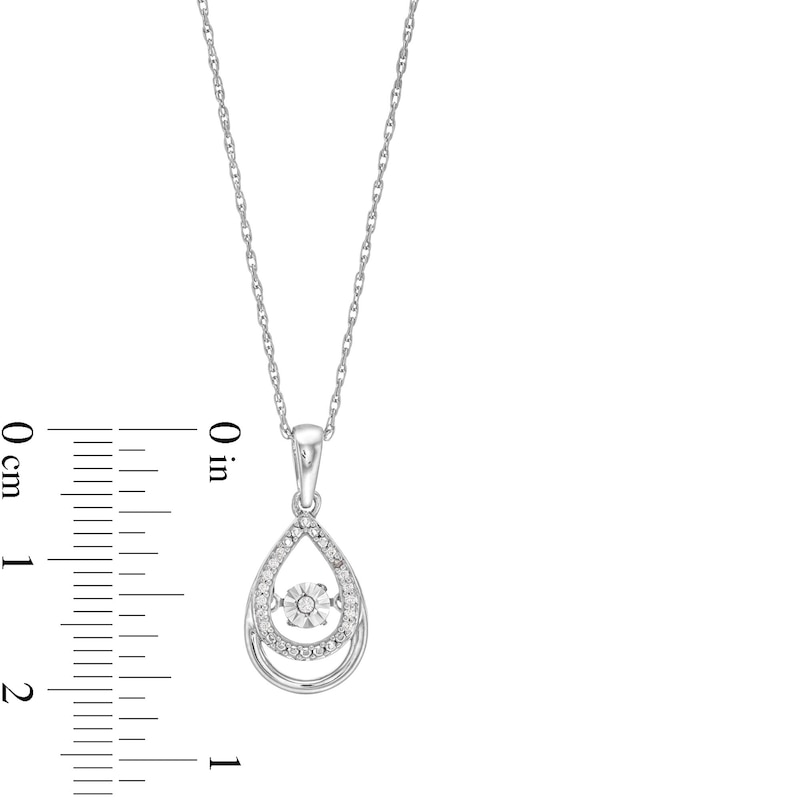 Main Image 3 of Unstoppable Love™ 0.05 CT. T.W. Diamond Double Teardrop Pendant in Sterling Silver