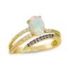 Thumbnail Image 1 of Le Vian® Good Karma Oval Neopolitan Opal™ and 0.11 CT. T.W. Diamond Coil Ring in 14K Honey Gold™