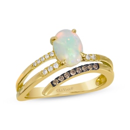 Le Vian® Good Karma Oval Neopolitan Opal™ and 0.11 CT. T.W. Diamond Coil Ring in 14K Honey Gold™