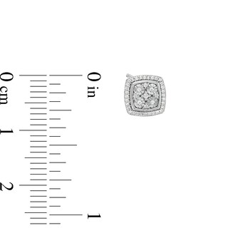 0.15 CT. T.W. Cushion-Shaped Multi-Diamond Frame Stud Earrings in Sterling Silver