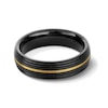 Thumbnail Image 1 of Men's 6.0mm Grooved Wedding Band in Tungsten with Black Ion Plate and 14K Gold - Size 10