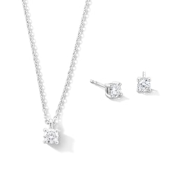 0.50 CT. T.W. Certified Lab-Grown Diamond Solitaire Pendant and Stud Earrings Set in Sterling Silver (F/SI2) - 19"