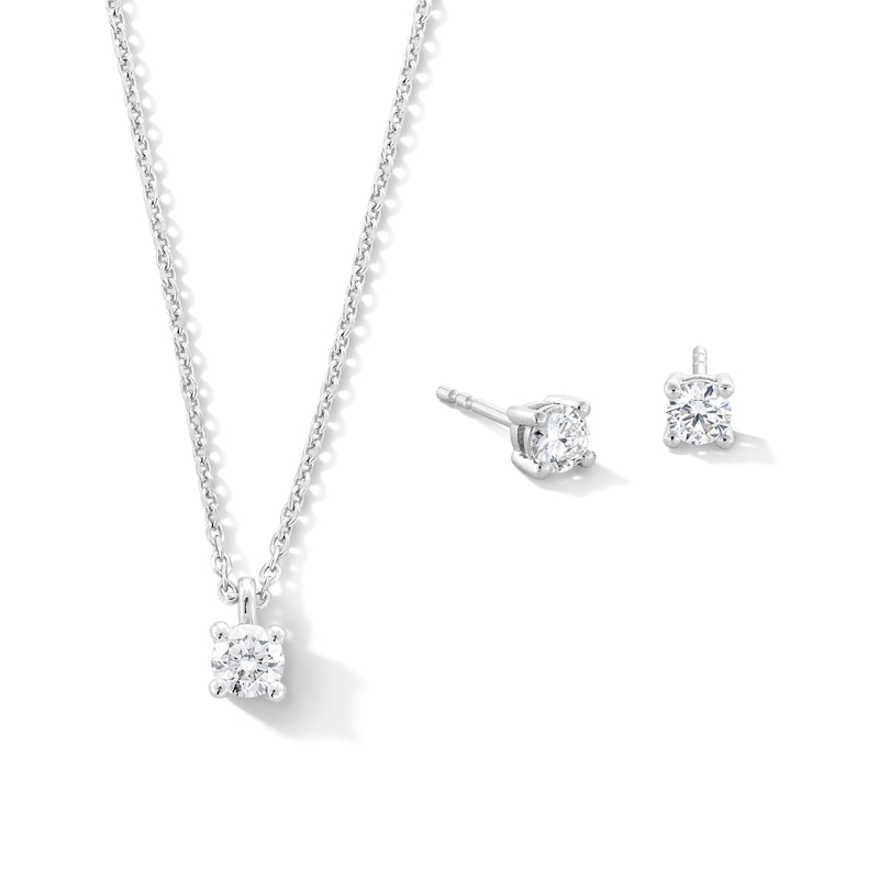 Main Image 1 of 0.50 CT. T.W. Certified Lab-Grown Diamond Solitaire Pendant and Stud Earrings Set in Sterling Silver (F/SI2) - 19"