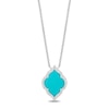 Thumbnail Image 1 of Enchanted Disney Jasmine Turquoise and 0.115 CT. T.W. Diamond Quatrefoil Frame Necklace in Sterling Silver