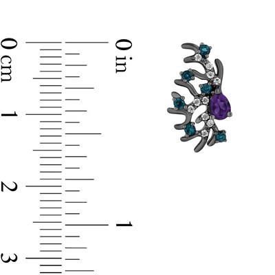 Enchanted Disney Villains Ursula Amethyst, Blue Topaz and 0.085 CT. T.W. Diamond Coral Stud Earrings in Sterling Silver