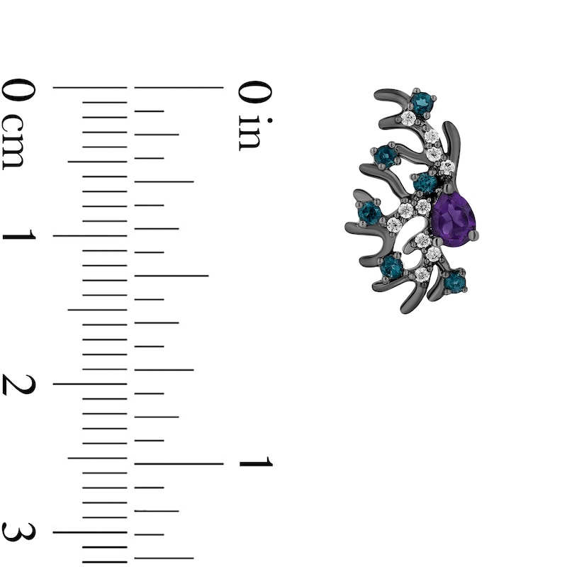 Main Image 3 of Enchanted Disney Villains Ursula Amethyst, Blue Topaz and 0.085 CT. T.W. Diamond Coral Stud Earrings in Sterling Silver