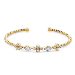 0.70 CT. T.W. Certified Lab-Grown Diamond Art Deco Vintage-Style Open Bangle in 18K Gold (F/SI2) - 6.5"
