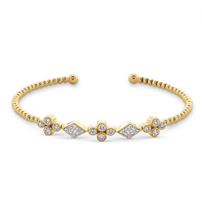 Main Image 1 of 0.70 CT. T.W. Certified Lab-Grown Diamond Art Deco Vintage-Style Open Bangle in 18K Gold (F/SI2) - 6.5"